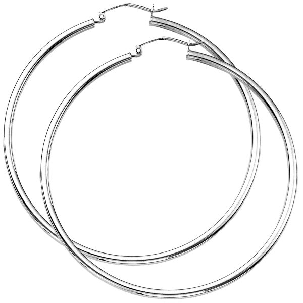 14K White Gold 2X70mm Polished Hoops <br />886-012