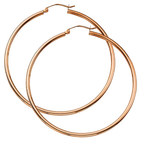 14K Rose Gold 2X60mm Polished Hoops <br />886-013