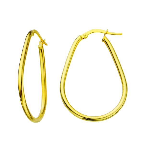 14K Yellow Gold Italian Teardrop Shape Hoops <br />G-5053
