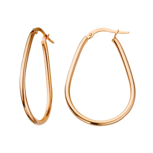 14K Rose Gold Italian Teardrop Shape Hoops <br />G-5055