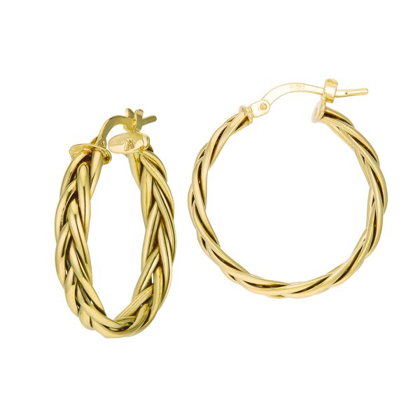 14K Yellow Gold 20mm Braided Hoops <br />G-5172
