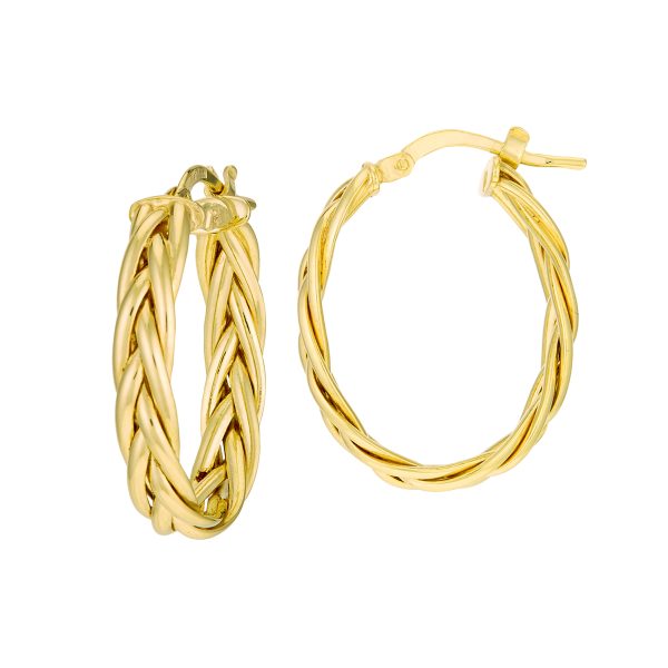 14K Yellow Gold 15x20mm Oval Braided Hoops <br />G-5175