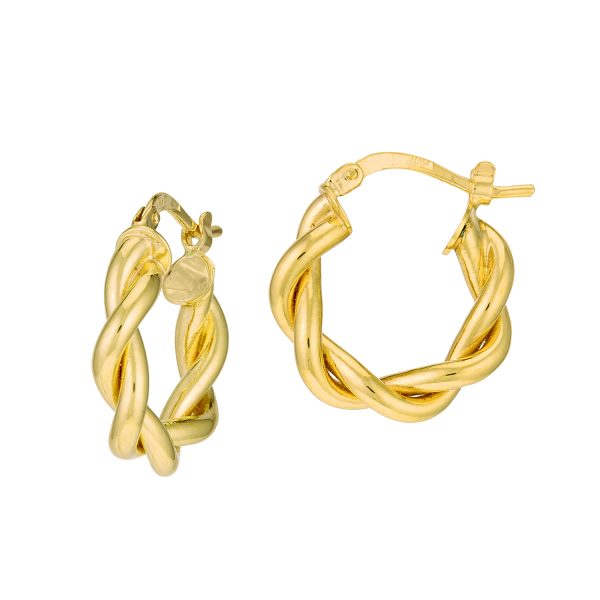 14K Yellow Gold 10mm Twisted Hoops <br />G-5176