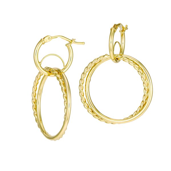 14K Yellow Gold Interlocking Hoop Dangle Earrings  <br />G-5186