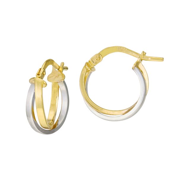 14K Two-Tone Round Interlocking Hoop Earrings <br />G-5191