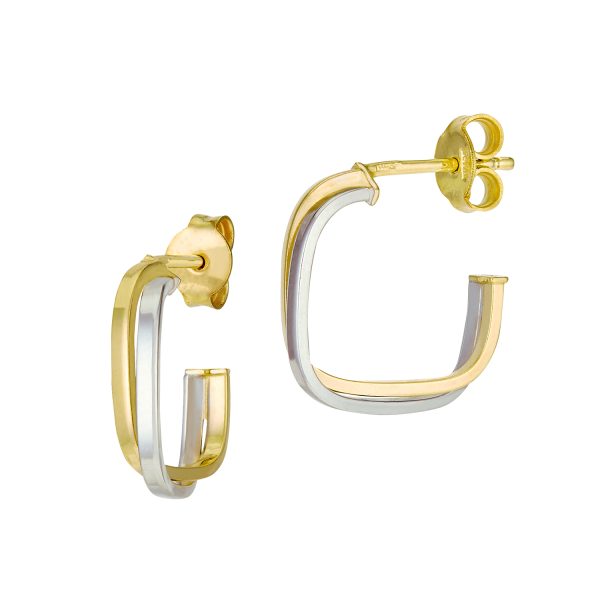 14K Two-Tone Square Interlocking Hoops  <br />G-5192
