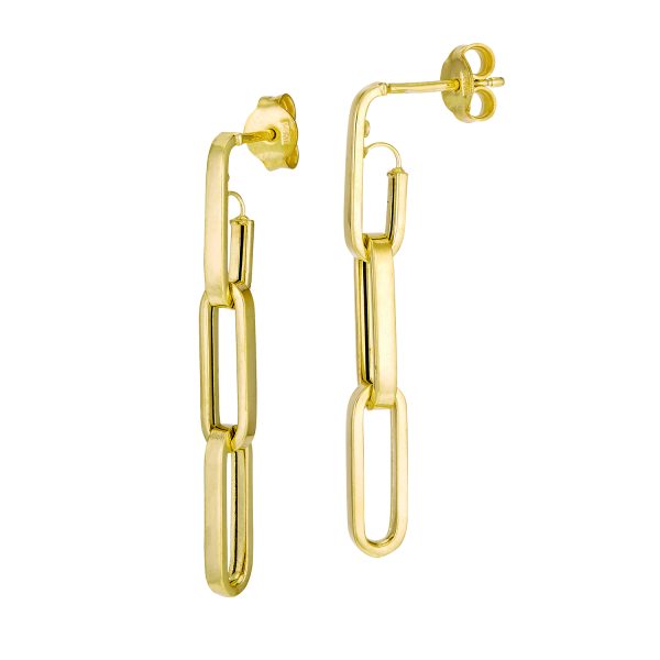 14K Yellow Gold Paperclip Link Earrings <br />G-5193