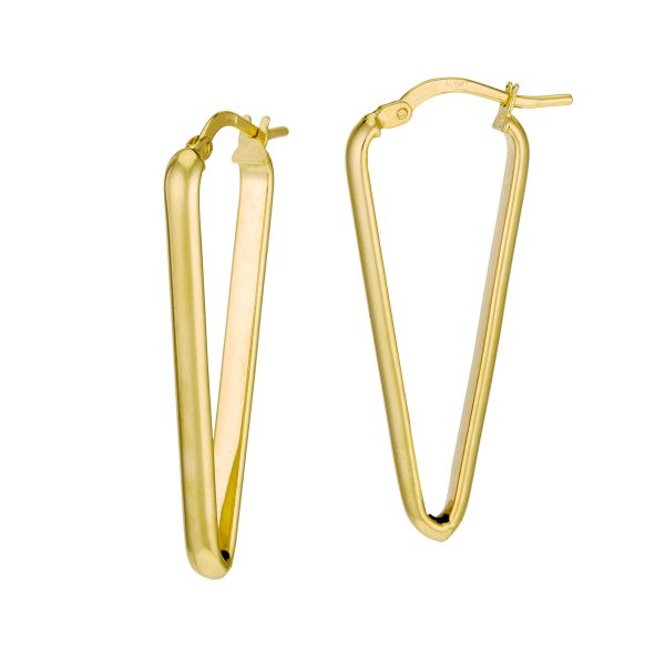 14K Yellow Gold 12x27mm Sharp Triangular Hoops <br />G-5195