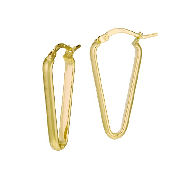 14K Yellow Gold 12x23mm Triangular Hoops <br />G-5196