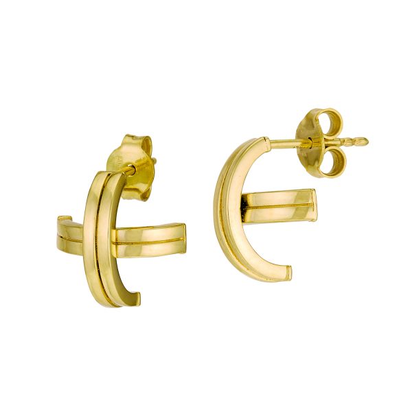 14K Yellow Gold Curved X Shape Post Earrings <br />G-5198