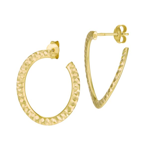 14K Yellow Gold Diamond Cut Wrap Hoops <br />G-5200