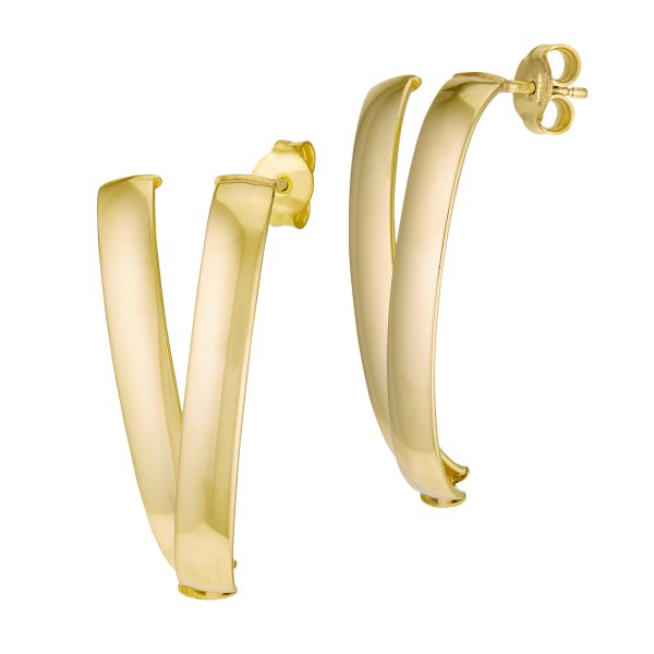 14K Yellow Gold Large V-Shape Curve Post Earrings  <br />G-5203