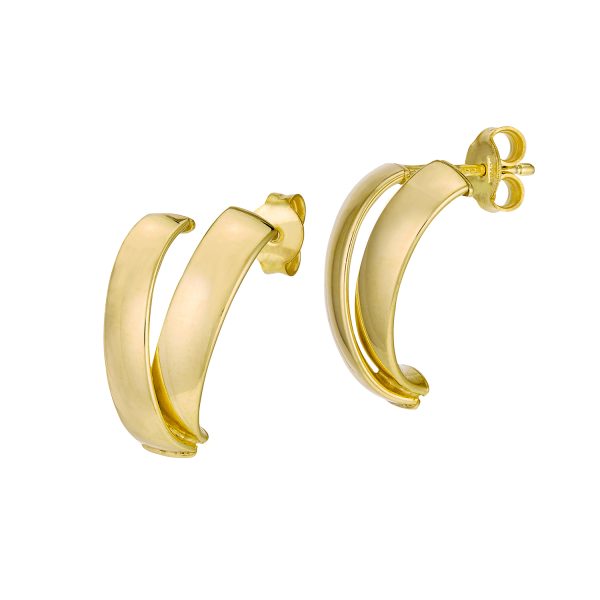 14K Yellow Gold Small V-Shape Curve Post Earrings  <br />G-5204