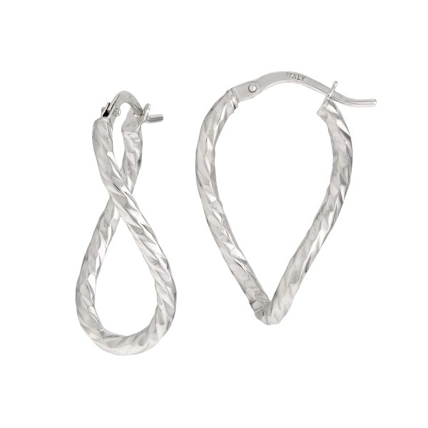 14K White Gold Twisted Wrap Hoops <br />G-5209