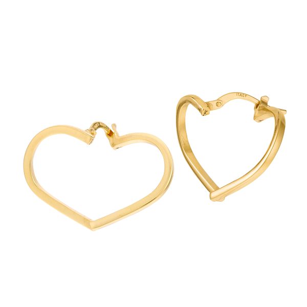 14K Yellow Gold Polished Heart Hoop Earrings <br />G-5212