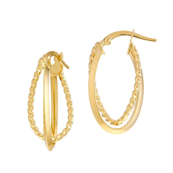 14K Yellow Gold Interwoven Oval Hoop Earrings  <br />G-5216