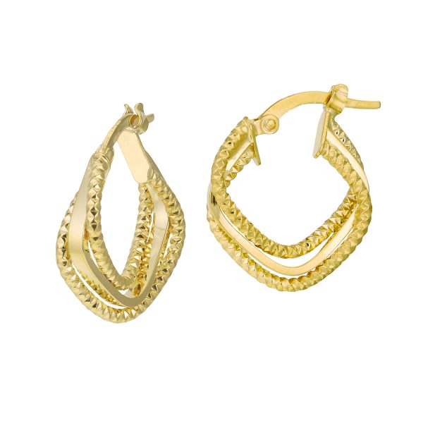 14K Yellow Gold Interwoven Diamond Shape Hoop Earrings <br />G-5217