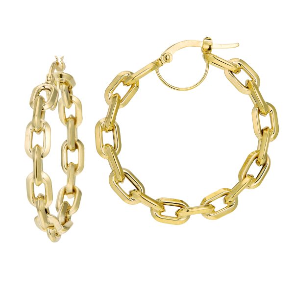 14K Yellow Gold Circular Chain Link Hoops <br />G-5236