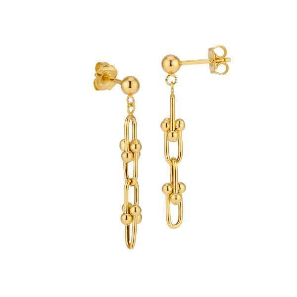 14K Yellow Gold 3.8mm Short Designer U-Link Earring <br />G-5241