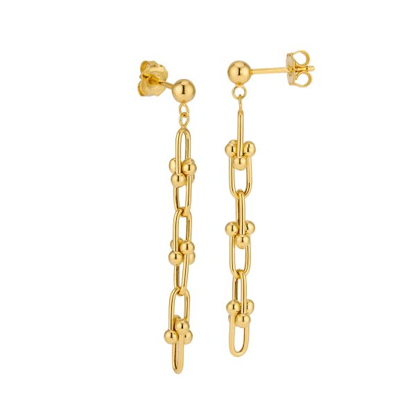14K Yellow Gold 3.8mm Long Designer U-Link Earring <br />G-5242