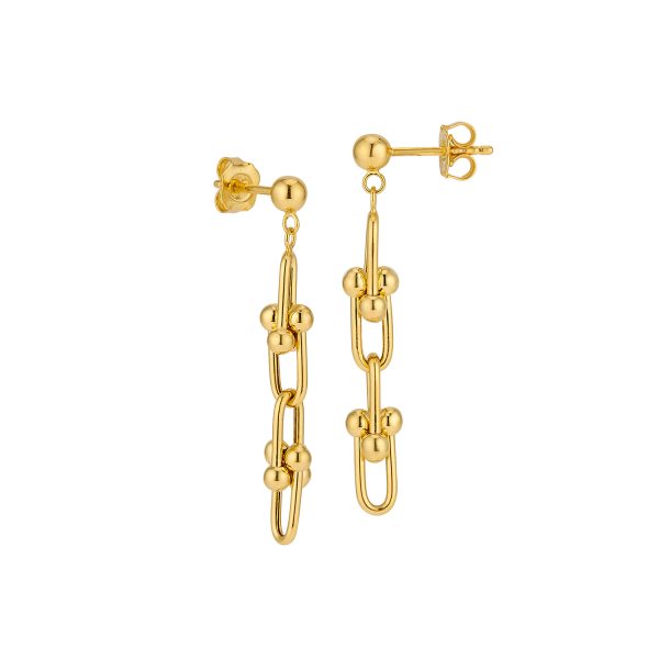 14K Yellow Gold 4.5mm Short Designer U-Link Earring <br />G-5243