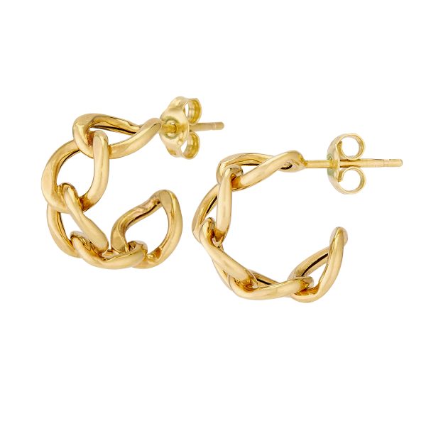 14K Yellow Gold Interlocking Mini Hoop Earrings <br />G-5253