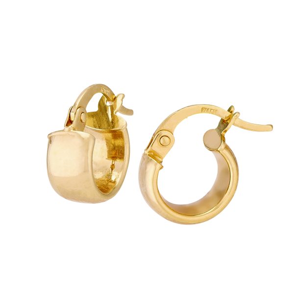 14K Yellow Gold Mini Wedding Band Hoop Earrings <br />G-5256