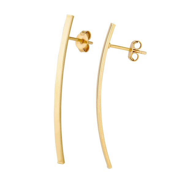 14K Yellow Gold Geometric Bar Post Earrings <br />G-5259