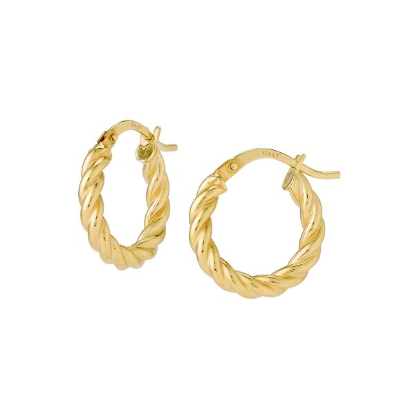 14K Yellow Gold Polished Twisted Round Hoops - 10mm <br />G-5269