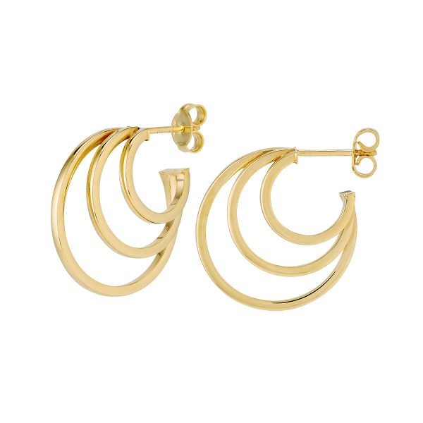 14K Yellow Gold Polished Triple Tier Hoop Earrings - 10/15/20mm <br />G-5270