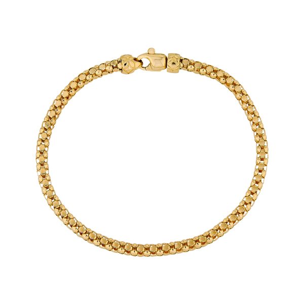 14K Yellow Gold Italian Woven Bracelet with Diamond Cutting and Clasp <br />G-5402