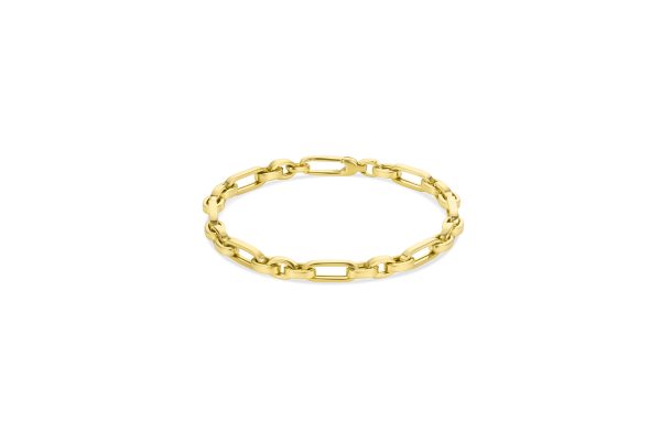 14K Yellow Gold Italian Alternating Geometric Link Bracelet <br />G-5414