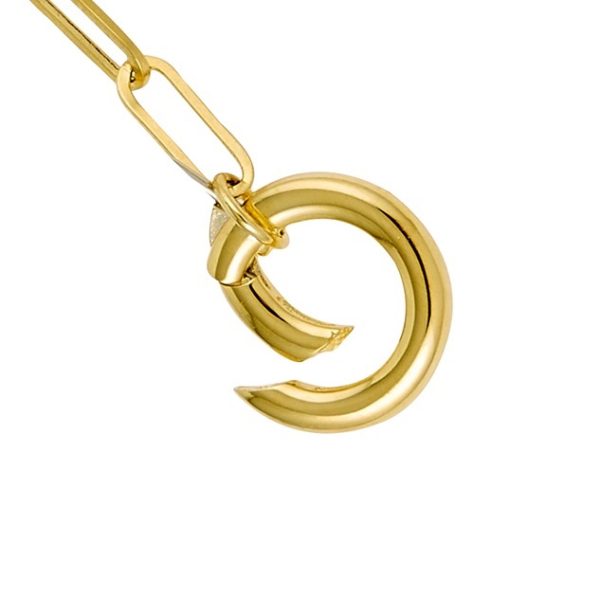 14K Yellow Gold 3.4mm Paperclip Necklace with Hinged Clasp <br />420-250 - Image 2