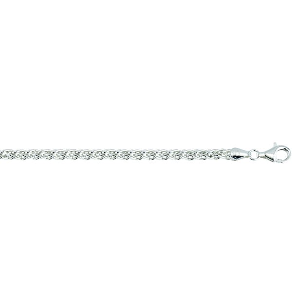 Sterling Silver Anti-Tarnish 4.4mm Diamond Cut Round Wheat Chain (Spiga) <br />SS-23-100
