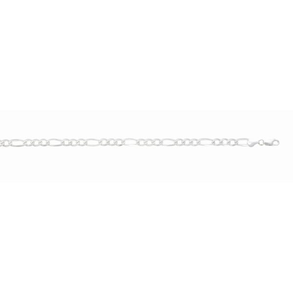Sterling Silver Anti-Tarnish 5.5mm Semi-Pavé Figaro Link <br />SS-35-150