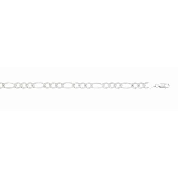 Sterling Silver Anti-Tarnish 7.2mm Semi-Pavé Figaro Link <br />SS-35-180