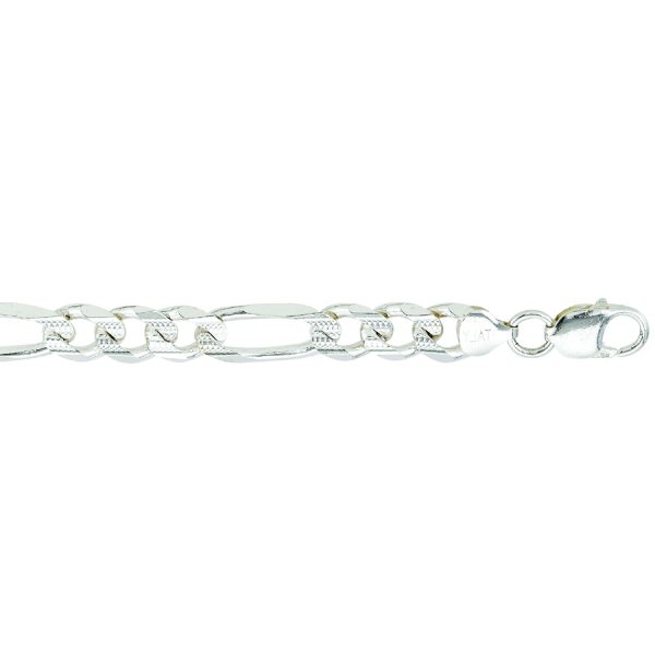 Sterling Silver Anti-Tarnish 9.4mm Semi-Pavé Figaro Link <br />SS-35-250