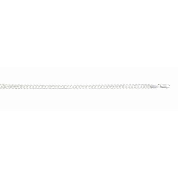 Sterling Silver Anti-Tarnish 5.2mm Semi-Pavé Curb Link <br />SS-36-150