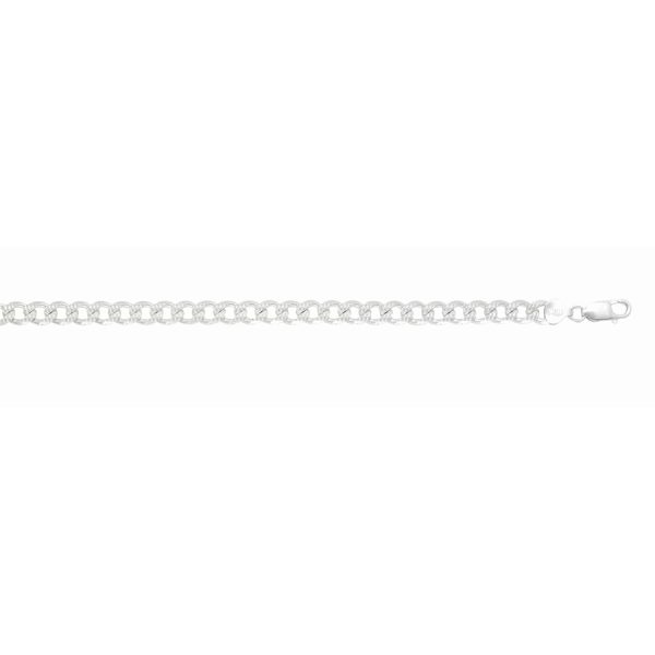 Sterling Silver Anti-Tarnish 7.6mm Semi-Pavé Curb Link <br />SS-36-200