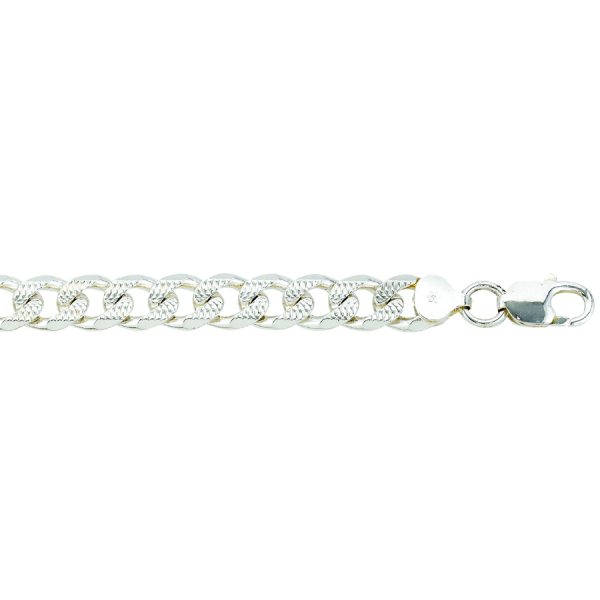 Sterling Silver Anti-Tarnish 9.4mm Semi-Pavé Curb Link <br />SS-36-250