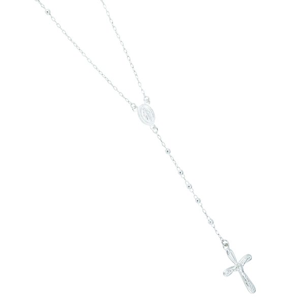 Italian Sterling Silver Polished Bead Rosary 24" <br />SS-70-401