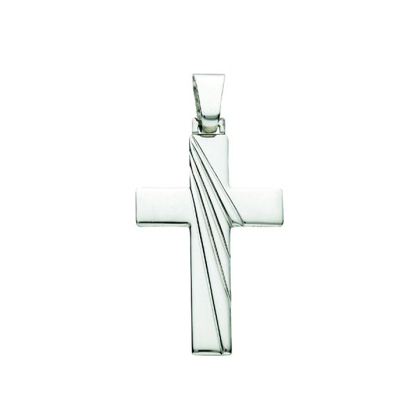 Sterling Silver Rhodium Plated Polished Cross <br />SS-85-118