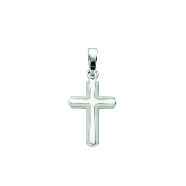 Sterling Silver Rhodium Plated Polished Satin Cross <br />SS-85-125