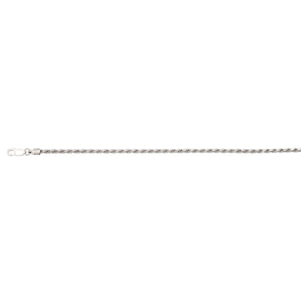 Sterling Silver Rhodium Plated 2.7mm Solid Diamond Cut Rope <br />SSR-00-060