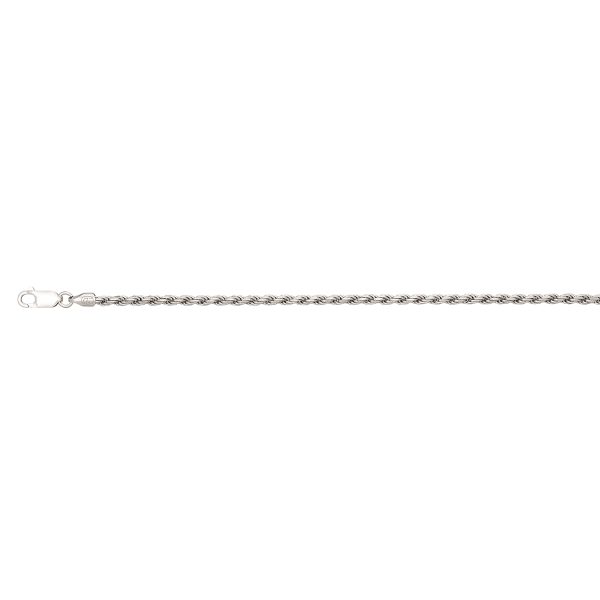 Sterling Silver Rhodium Plated 3.2mm Solid Diamond Cut Rope <br />SSR-00-070