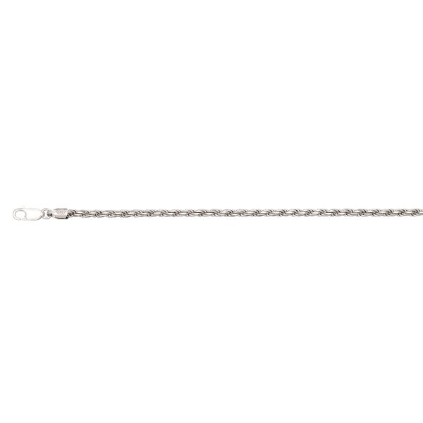 Sterling Silver Rhodium Plated 3.7mm Solid Diamond Cut Rope <br />SSR-00-080