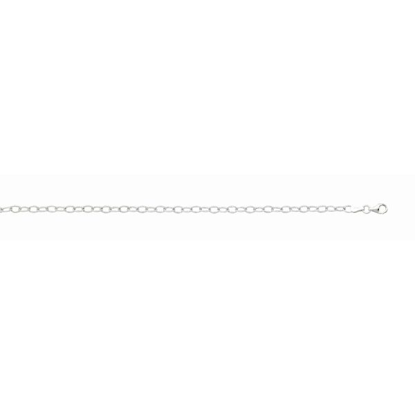 Sterling Silver Rhodium Plated 3.7mm Diamond Cut Fancy Oval Rolo Chain <br />SSR-20-080