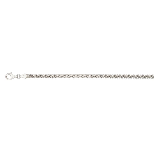 Sterling Silver Rhodium Plated 4.4mm Diamond Cut Round Wheat Chain (Spiga) <br />SSR-23-100