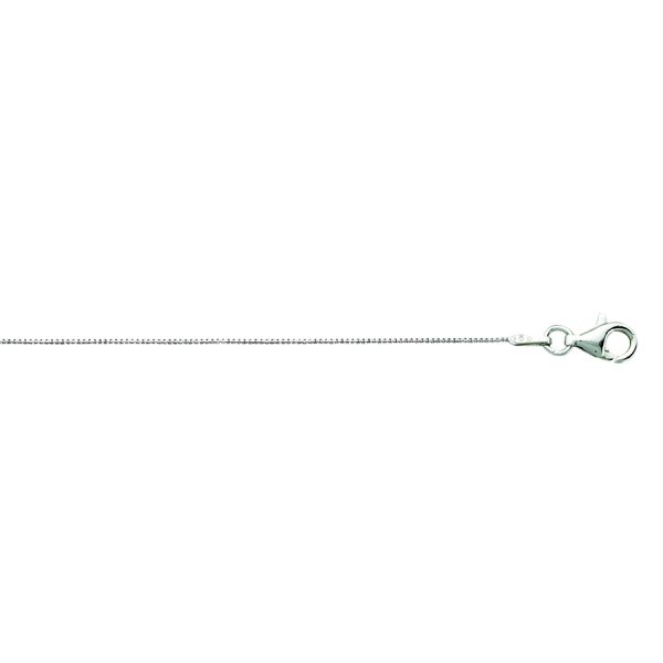 Sterling Silver Rhodium Plated 0.6mm Box Chain <br />SSR-28-010