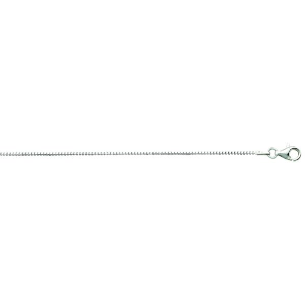 Sterling Silver Rhodium Plated 0.9mm Box Chain <br />SSR-28-019